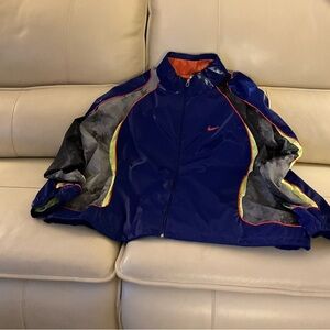Nike Navy and Gray Windbreaker with Orange Accents
